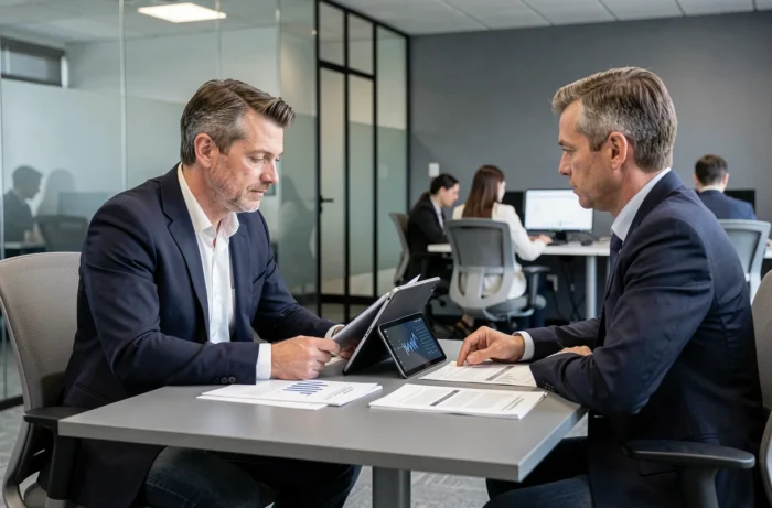 Homme en entretien avec un conseiller emploi pour comprendre les règles de cumul entre allocation chômage et activité partielle